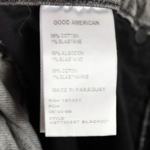 Good American Women High Rise Split Hem Grey Black Wash Jeans 4 / 27 - Picture 5 of 5